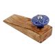 Navy Blue Wheel Flower Ceramic Wooden Door Stopper